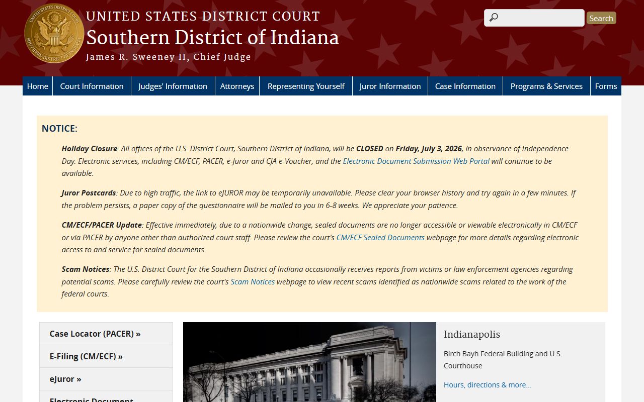 Parke County Clerk federal court distinction