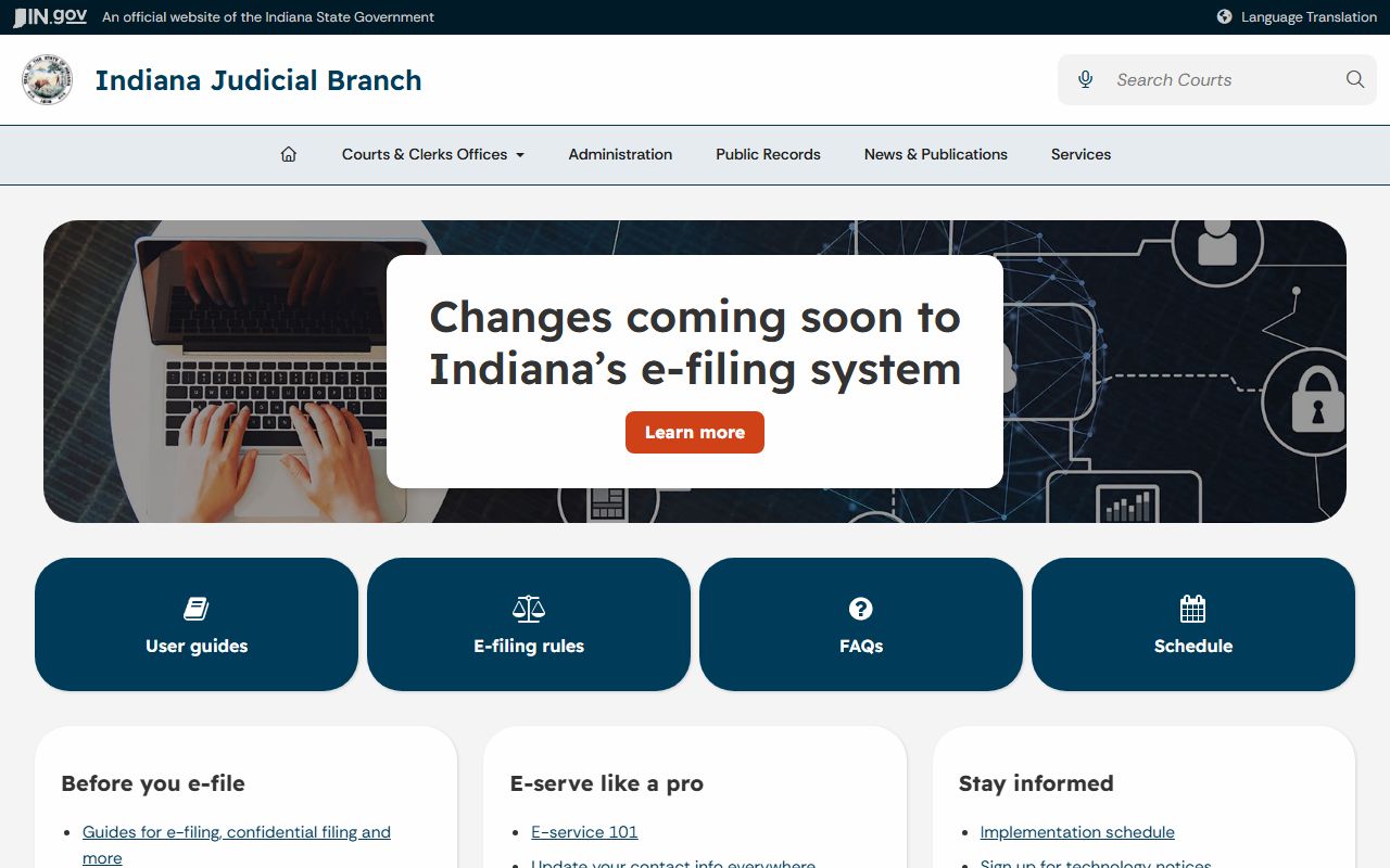 Parke County court records Indiana e-filing information