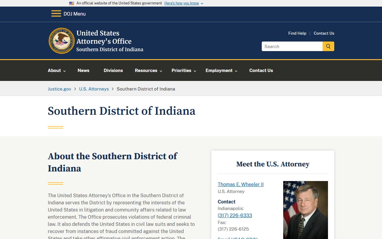 Parke County criminal court records Southern District of Indiana prosecutor