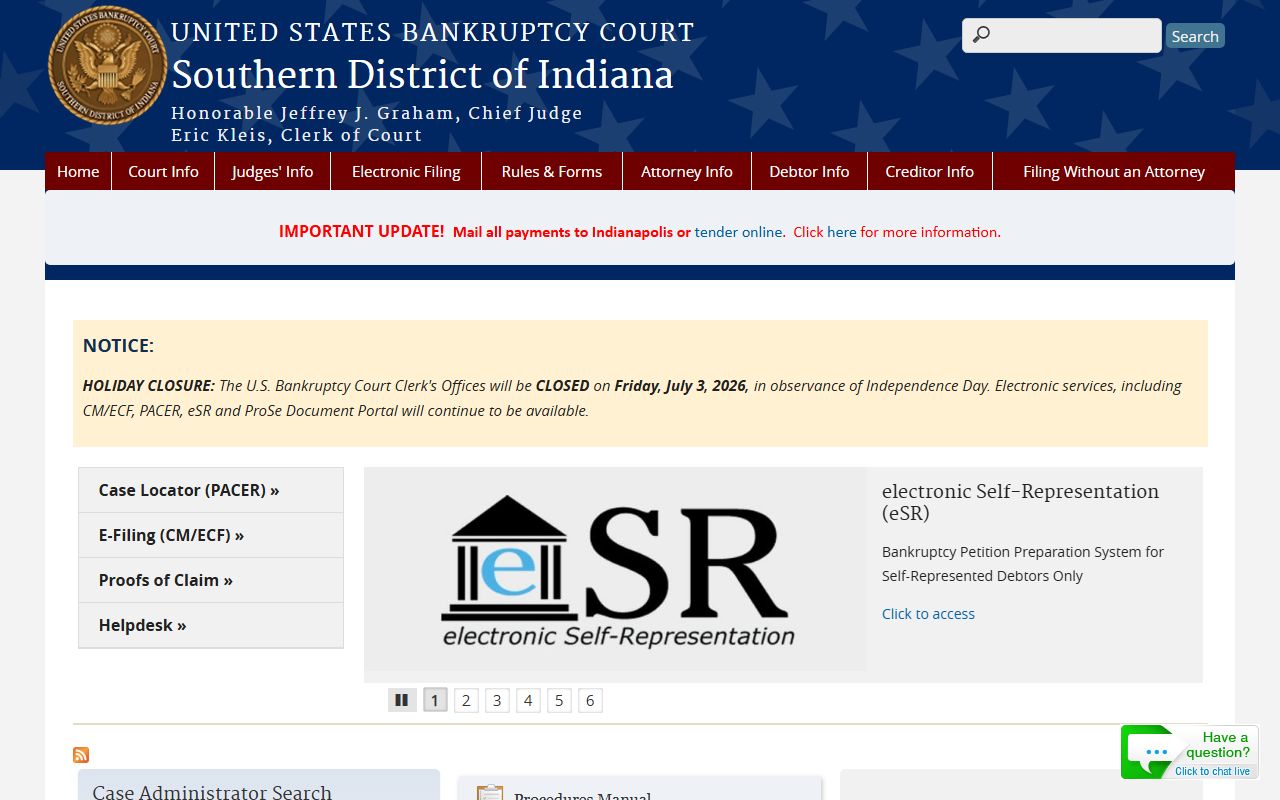 Parke County Circuit Court bankruptcy court distinction