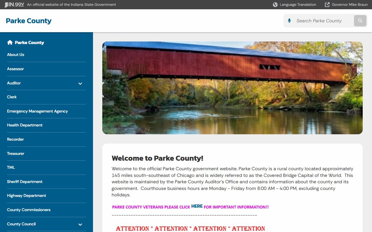 Parke County court records official county homepage