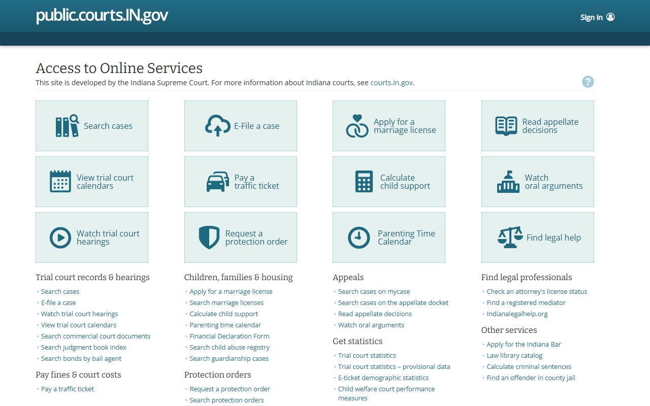 Parke County court records Indiana MyCase portal